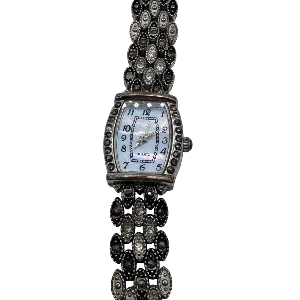 Miz‎ Berger Women's Marcasite Style Quartz Bracelet Watch Silver Tone